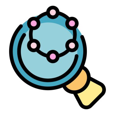 Bilim adamı büyütücü simge renk ana hatları vektörü