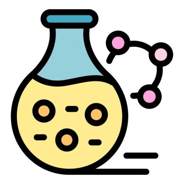 Bilim adamı matarası simgesi renk ana hatları vektörü