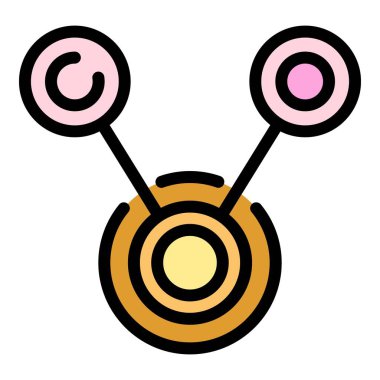 Bilim adamı molekül ikonu renk ana hatları vektörü