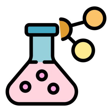 Nano molekül matara ikonu renk ana hatları vektörü