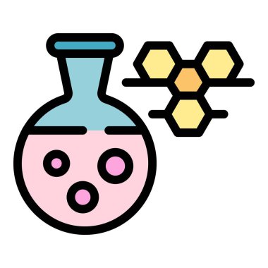 Nano şişe simgesi renk ana hatları vektörü