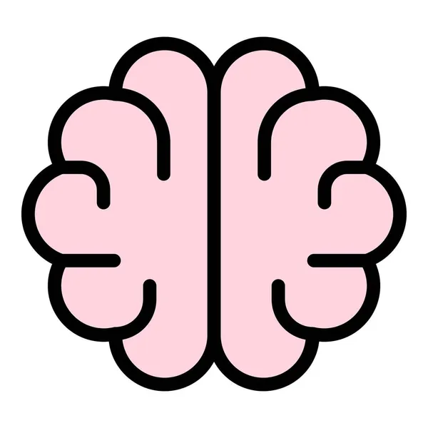 Wissenschaftler Gehirn Symbol Farbe Umrissvektor — Stockvektor
