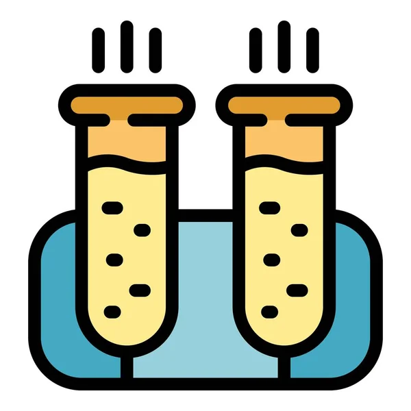 Cientista teste tubo experimento ícone cor contorno vetor — Vetor de Stock