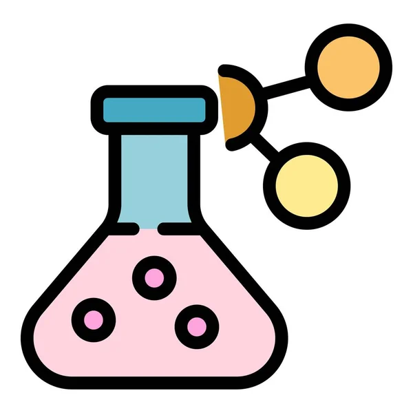 Nano molécula frasco ícone cor contorno vetor —  Vetores de Stock
