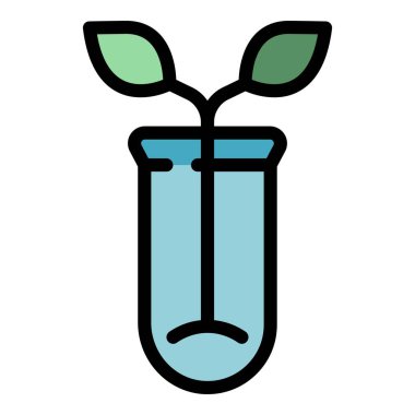 Test tübü bitki simgesi renk ana hatları vektörü