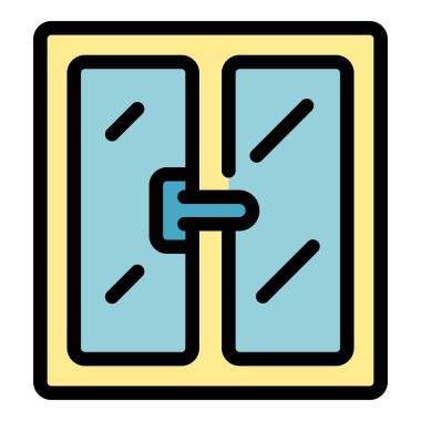 Mutfak penceresi simgesi renk ana hatları vektörü