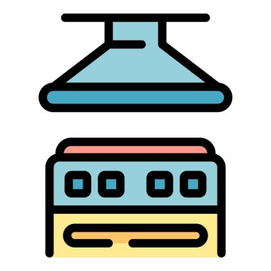 Mutfak sobası simgesi renk ana hatları vektörü
