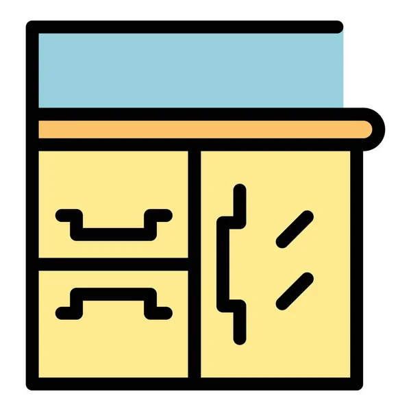 Muebles de cocina icono color contorno vector — Vector de stock