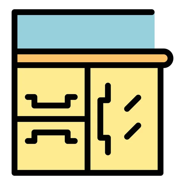 Meubles de cuisine icône couleur contour vecteur — Image vectorielle