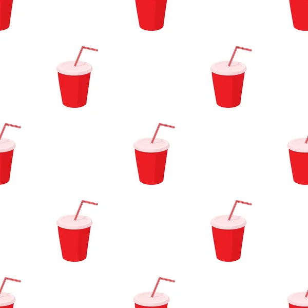 Красная бумага чашки с соломенной картины бесшовный вектор — стоковый вектор