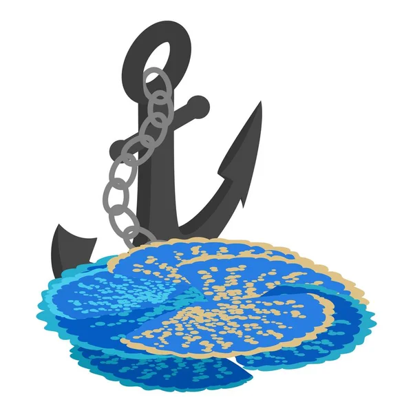 Изометрический вектор морских символов. Экзотические синие кораллы и якорь — стоковый вектор