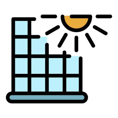 Ev güneş paneli renk ana hatları vektörü