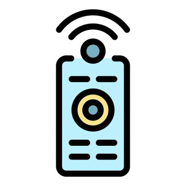 Akıllı ev uzaktan kontrol simgesi renk ana hatları vektörü