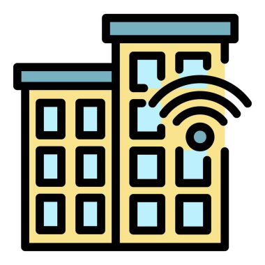 Özerk ev simgesi renk ana hatları vektörü