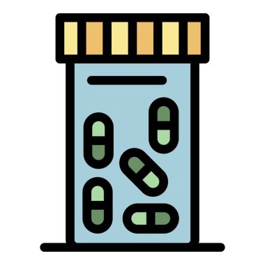 Haplar kavanoz simgesi renk ana hatları vektörü