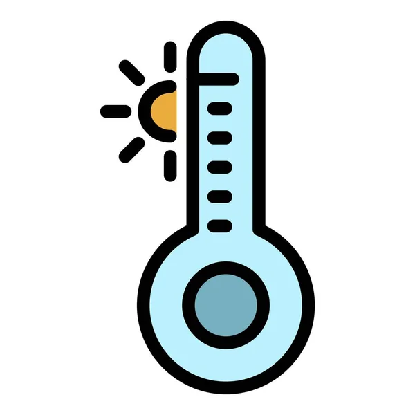 屋外温度アイコンカラーアウトラインベクトル — ストックベクタ