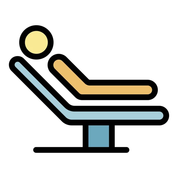 Homme lit d'hôpital icône couleur contour vecteur — Image vectorielle