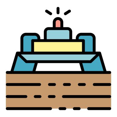 Çiftlik tohumu robot simgesi renk ana hatları vektörü