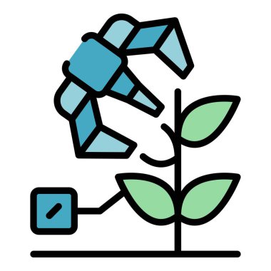 Çiftlik robotu kol simgesi renk ana hatları vektörü