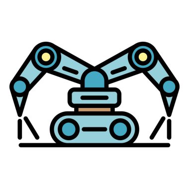 Robot çiftliği simge renk ana hatları vektörüyle çalışıyor