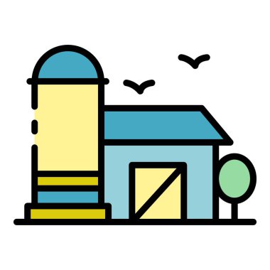 Çiftlik ahırı simgesi renk ana hatları vektörü