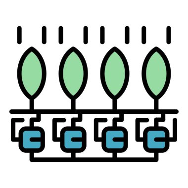 Akıllı büyüme denetim simgesi renk ana hatları vektörü