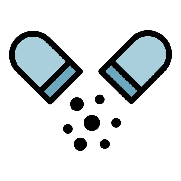 Open medische capsule pictogram kleur omtrek vector — Stockvector