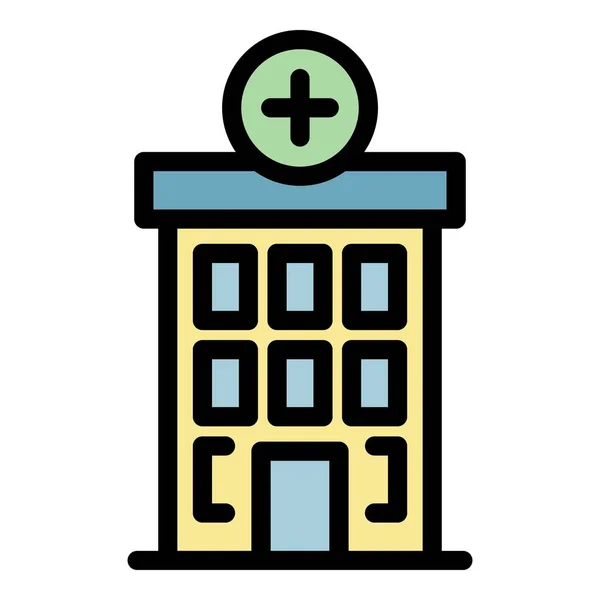 Edificio del hospital icono color contorno vector — Vector de stock