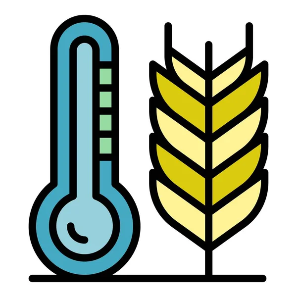 Интеллектуальный вектор контура значка температуры растений — стоковый вектор