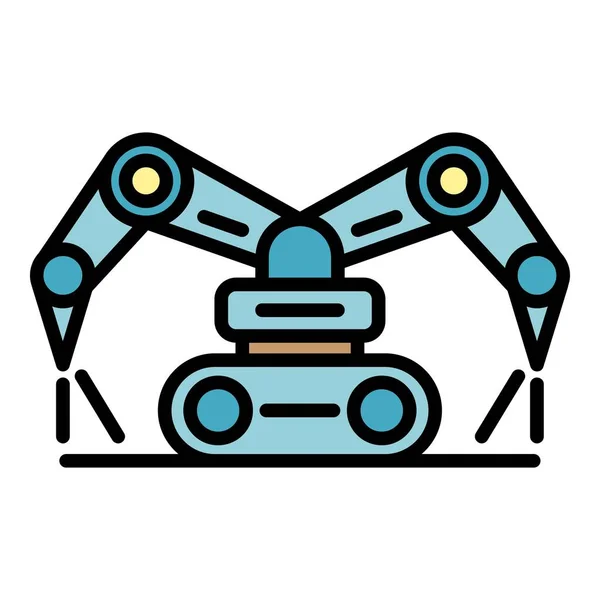 Robot granja icono de trabajo color contorno vector — Vector de stock