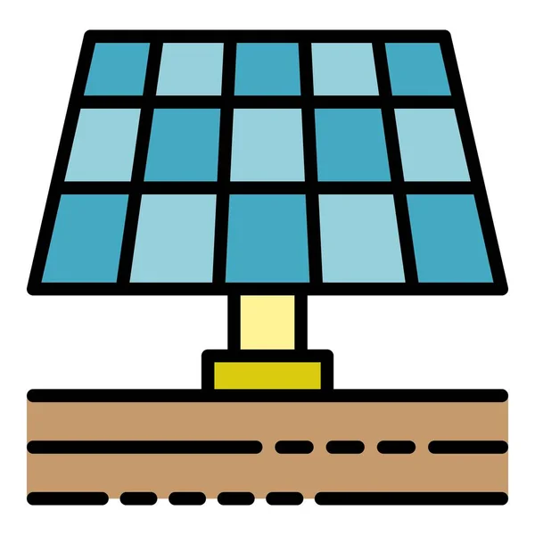 농장 태양광 패널 아이콘 윤곽 벡터 — 스톡 벡터