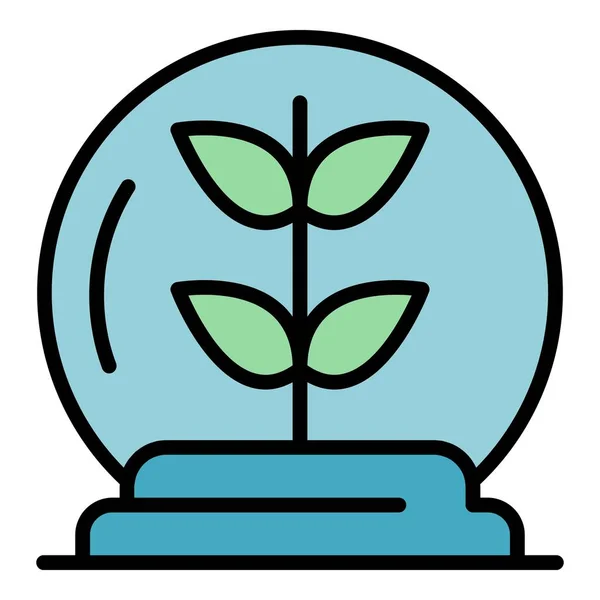 Rostlina v barevném vektoru obrysu ikony skleněné koule — Stockový vektor