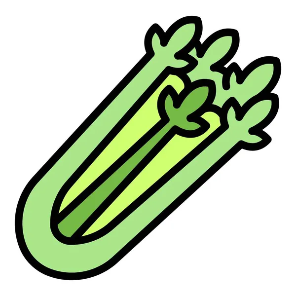 Sellerie Pflanze Symbol Farbe Umrissvektor — Stockvektor