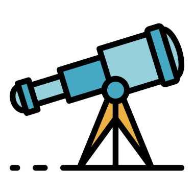 Teleskop simgesi renk dış hat vektörü