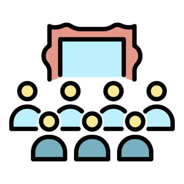 Sergi merkezi simgesi renk ana hatları vektörü