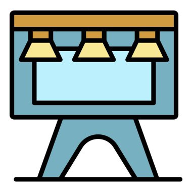 Sanat sergisi simgesi renk ana hatları vektörü