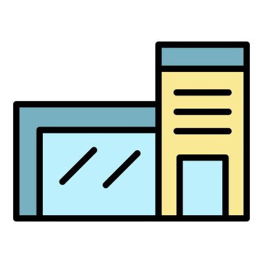 Sergi garajı ev simgesi renk çizgisi vektörü