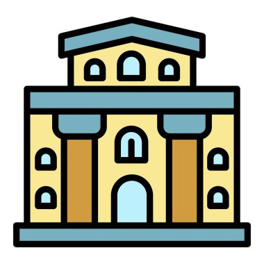 Mimari yapı ikonu renk ana hatları vektörü