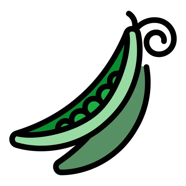 エンドウ豆の食品アイコンカラーアウトラインベクトル — ストックベクタ