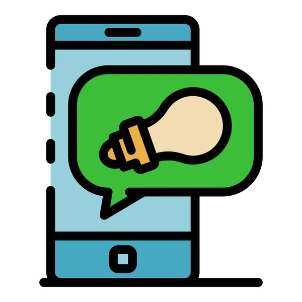 Bulb idea smartphone icon color outline vector — Stock Vector