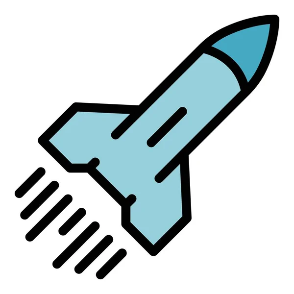 Vetor de contorno de cor de ícone de foguete voador —  Vetores de Stock