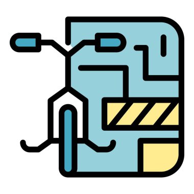 Ön görünüm kira simgesi renk ana hatları vektörü