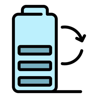 Batarya simgesi renk çizgisi vektörü geri dönüşümleniyor