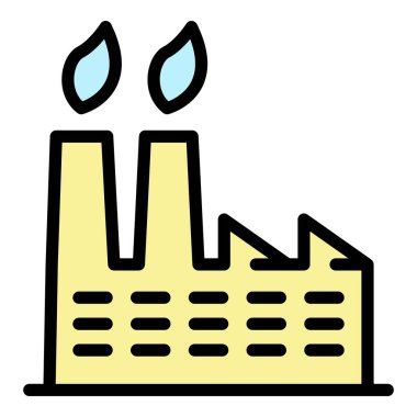 Fabrika simgesi renk ana hatları vektörünün geri dönüşümü