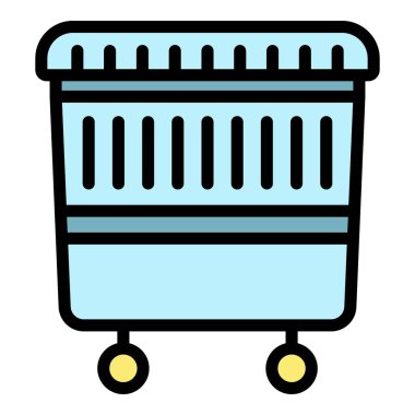 Çöp kutusu simgesi renk ana hatları vektörü