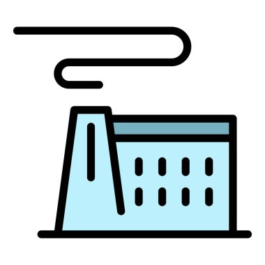 Eko çöp fabrikası simgesi renk ana hatları vektörü