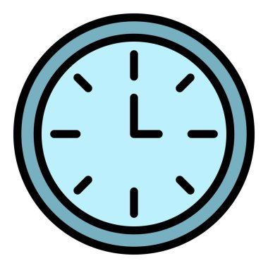 Duvardaki saat simgesi renk ana hatları vektörü