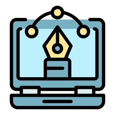 Düzenleyici dizüstü bilgisayar simgesi renk ana hatları vektörü