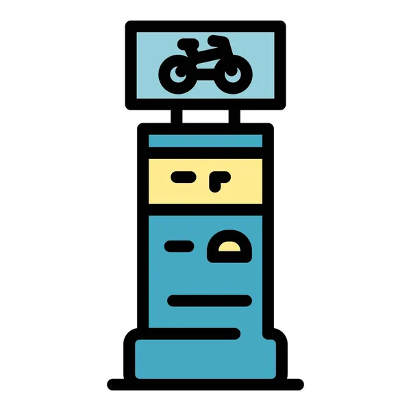 Kiosk bike rent icon color outline vector — Stock Vector