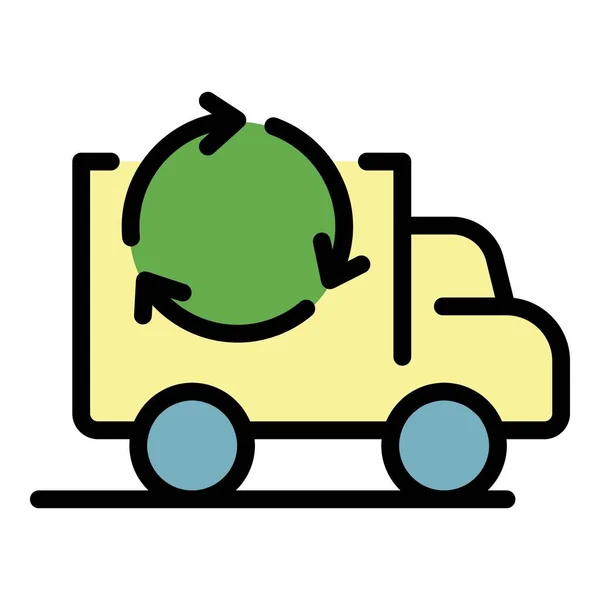 Recyclage icône camion couleur contour vecteur — Image vectorielle